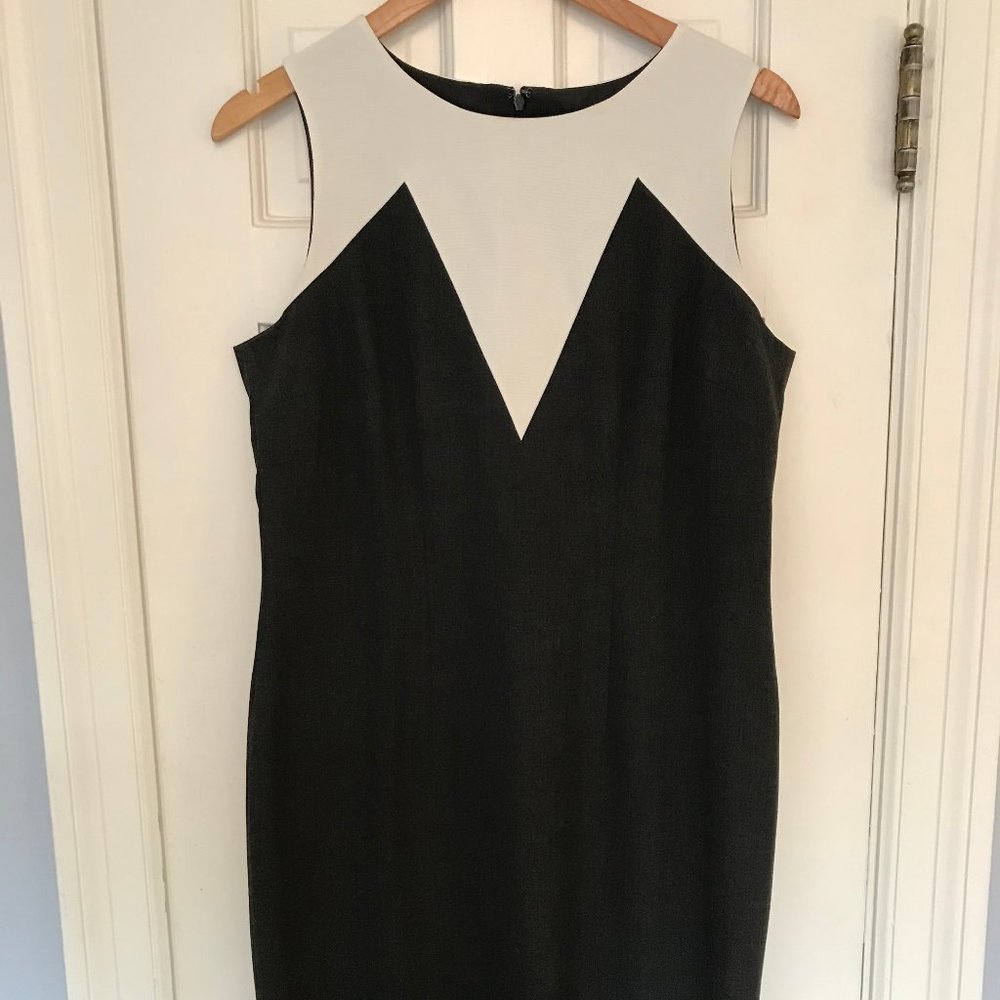 Ann Taylor Grey White Color Block Sleeveless Dress